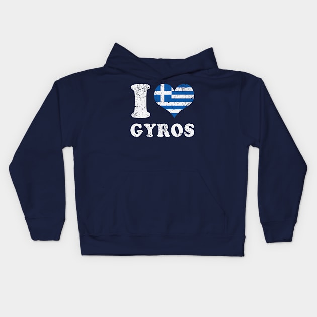 Love Gyros Greek Food Greece Flag Kids Hoodie by E